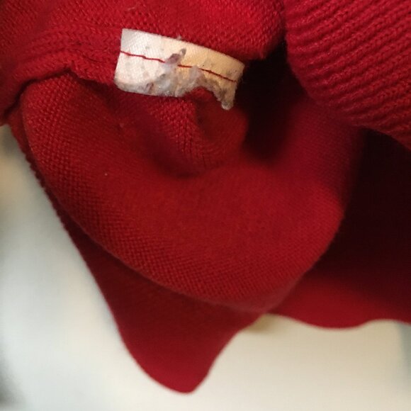 Vintage Candy Apple Red Knit Double Breasted Academic Sweater - Picture 7 of 12